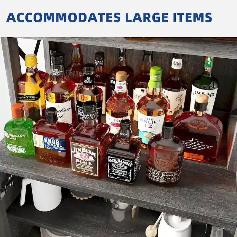 Bar Cabinet for Liquor and Glasses Dining Kitchen Cabinet with Wine Rack