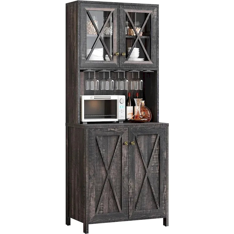 Bar Cabinet for Liquor and Glasses Dining Kitchen Cabinet with Wine Rack