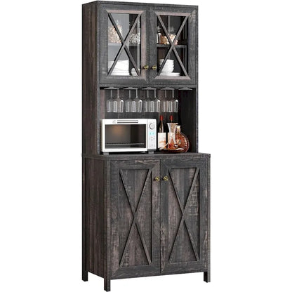 Bar Cabinet for Liquor and Glasses Dining Kitchen Cabinet with Wine Rack