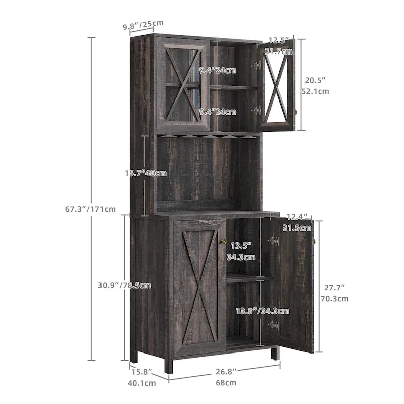 Bar Cabinet for Liquor and Glasses Dining Kitchen Cabinet with Wine Rack