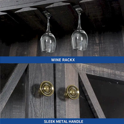 Bar Cabinet for Liquor and Glasses Dining Kitchen Cabinet with Wine Rack