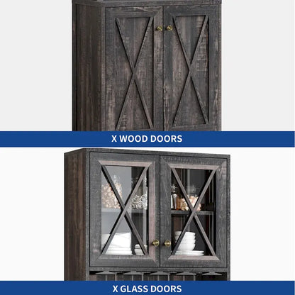 Bar Cabinet for Liquor and Glasses Dining Kitchen Cabinet with Wine Rack