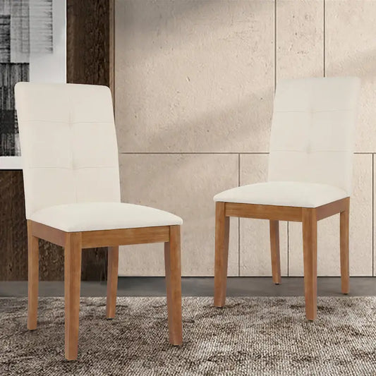 Upholstered Dining Chairs with Tufted High Back and Brushed Legs Set of 2