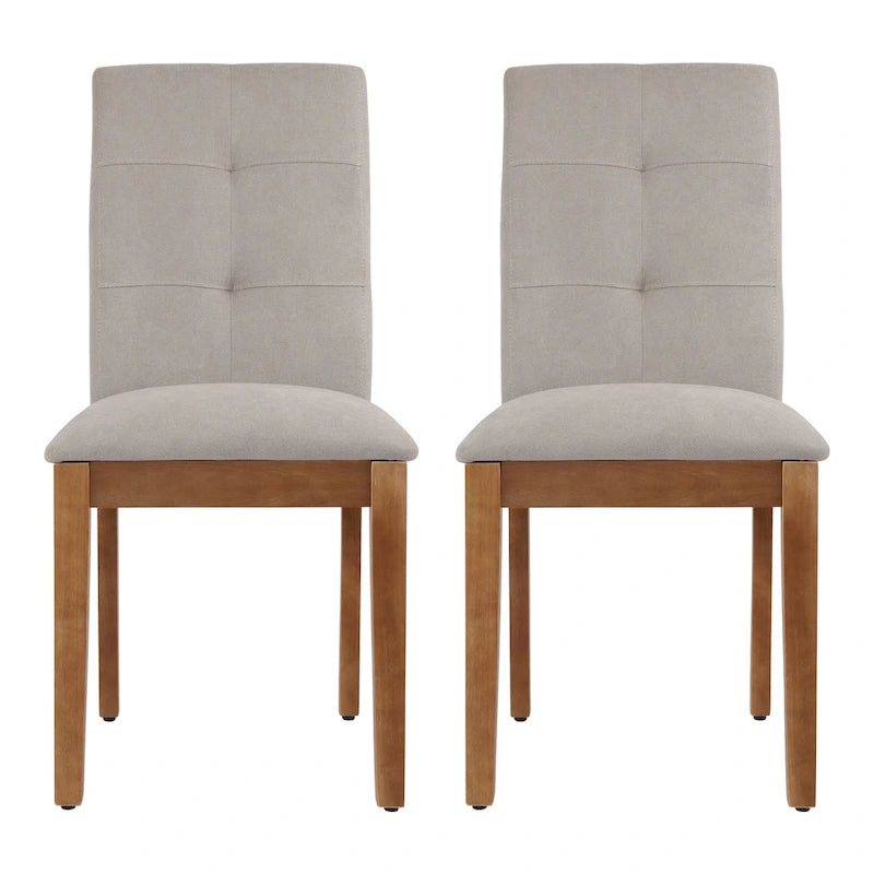 Upholstered Dining Chairs with Tufted High Back and Brushed Legs Set of 2