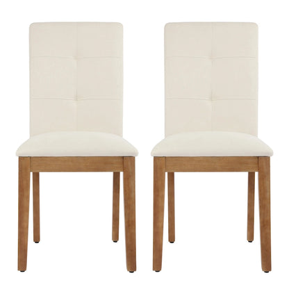 Upholstered Dining Chairs with Tufted High Back and Brushed Legs Set of 2