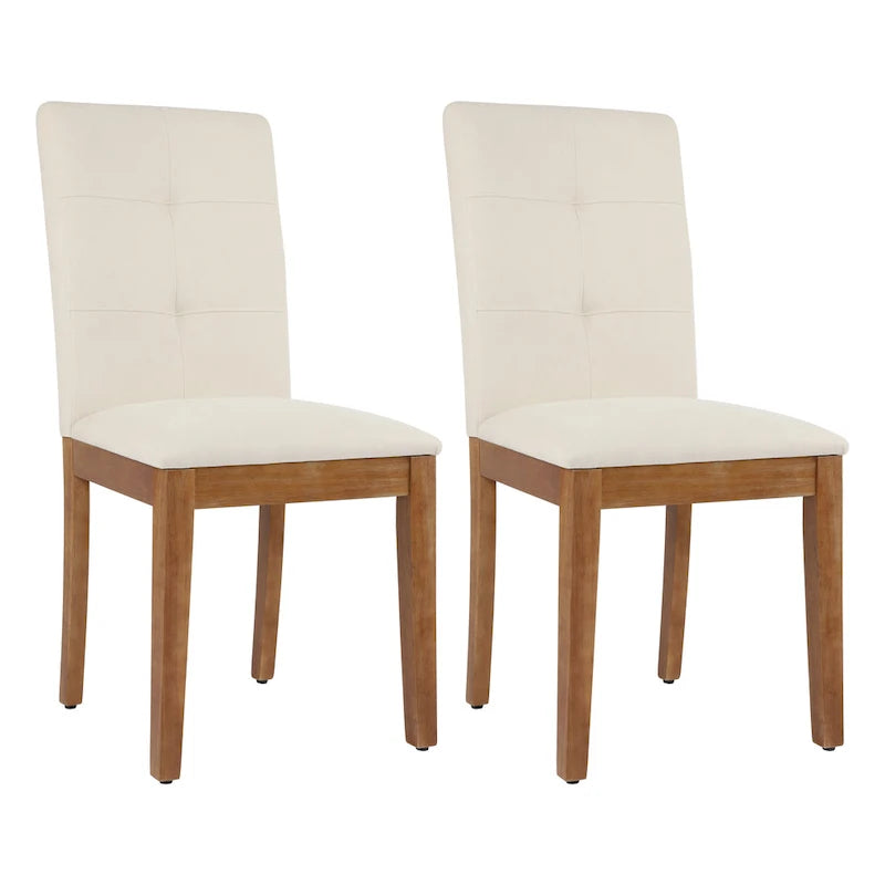 Upholstered Dining Chairs with Tufted High Back and Brushed Legs Set of 2