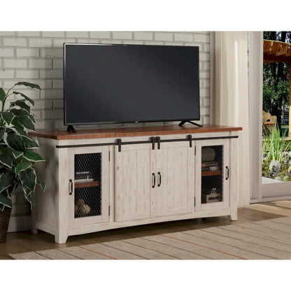 Rustic Farmhouse 65-Inch Wide Solid Wood TV Stand