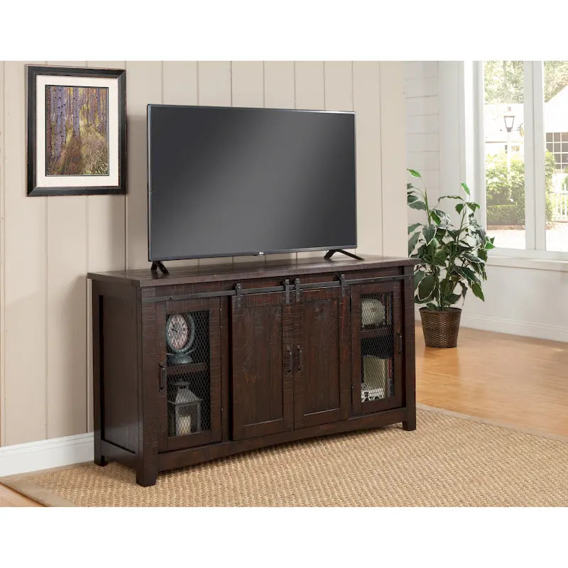 Rustic Farmhouse 65-Inch Wide Solid Wood TV Stand
