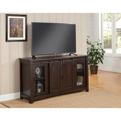 Rustic Farmhouse 65-Inch Wide Solid Wood TV Stand