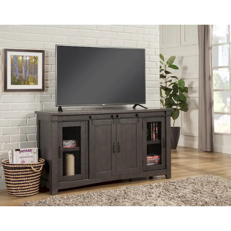 Rustic Farmhouse 65-Inch Wide Solid Wood TV Stand