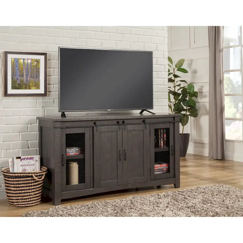 Rustic Farmhouse 65-Inch Wide Solid Wood TV Stand