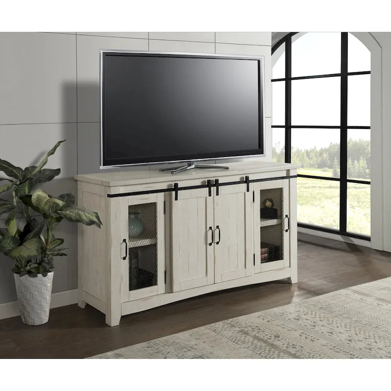 Rustic Farmhouse 65-Inch Wide Solid Wood TV Stand