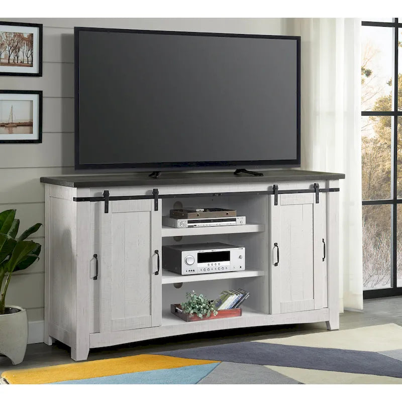 Rustic Farmhouse 65-Inch Wide Solid Wood TV Stand