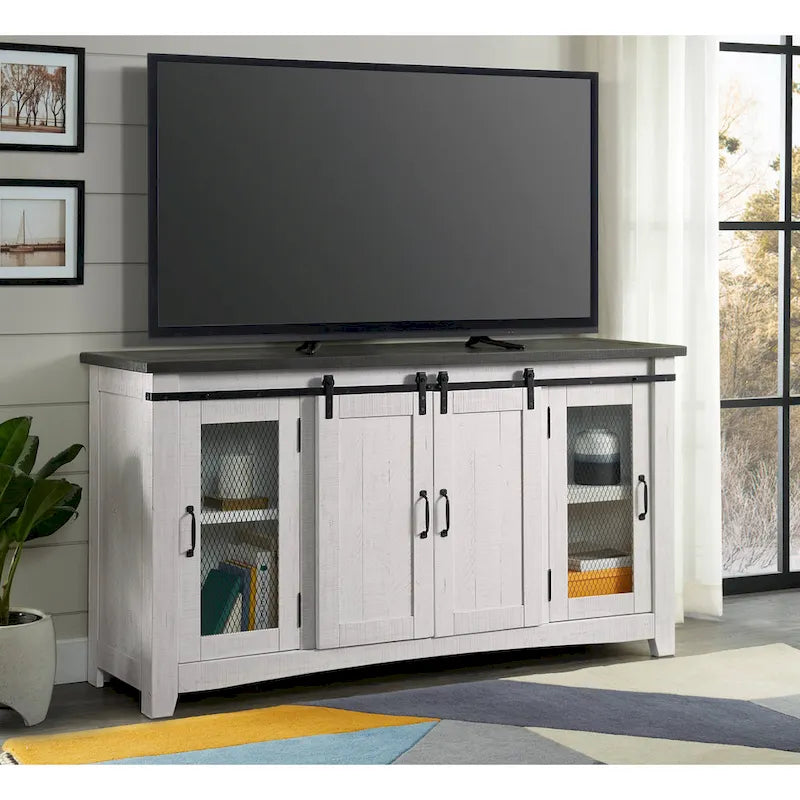 Rustic Farmhouse 65-Inch Wide Solid Wood TV Stand