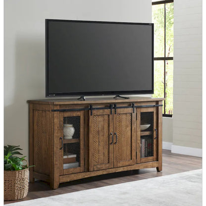 Rustic Farmhouse 65-Inch Wide Solid Wood TV Stand