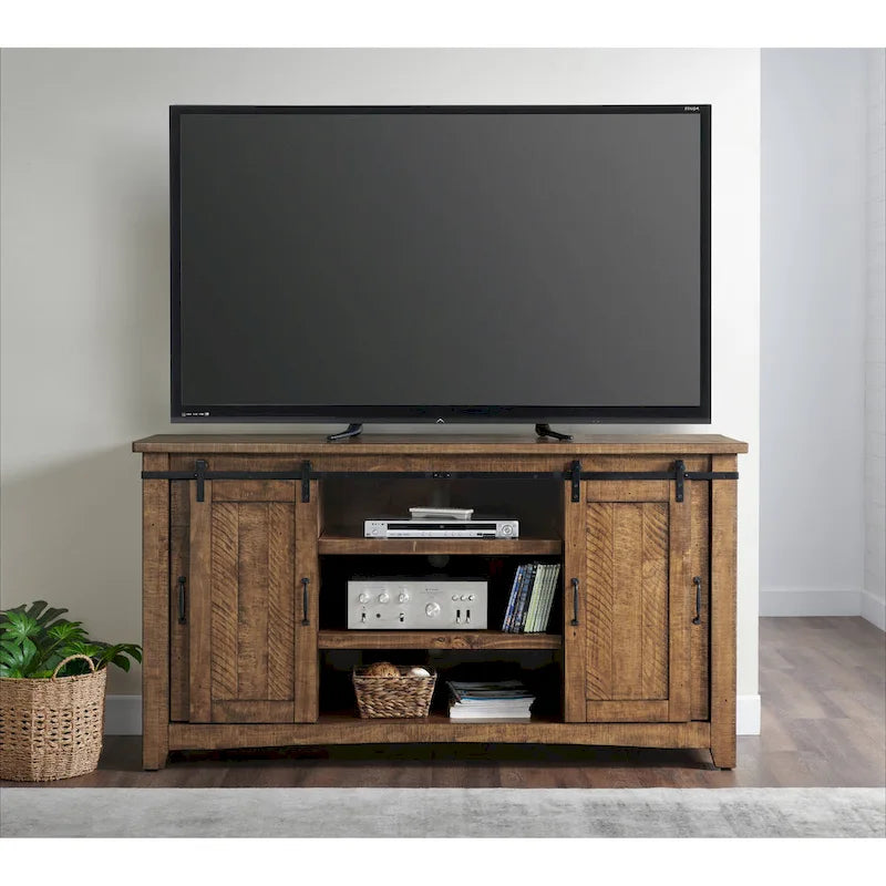 Rustic Farmhouse 65-Inch Wide Solid Wood TV Stand