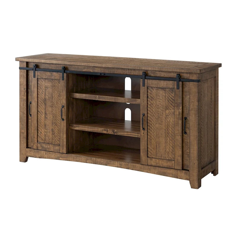 Rustic Farmhouse 65-Inch Wide Solid Wood TV Stand