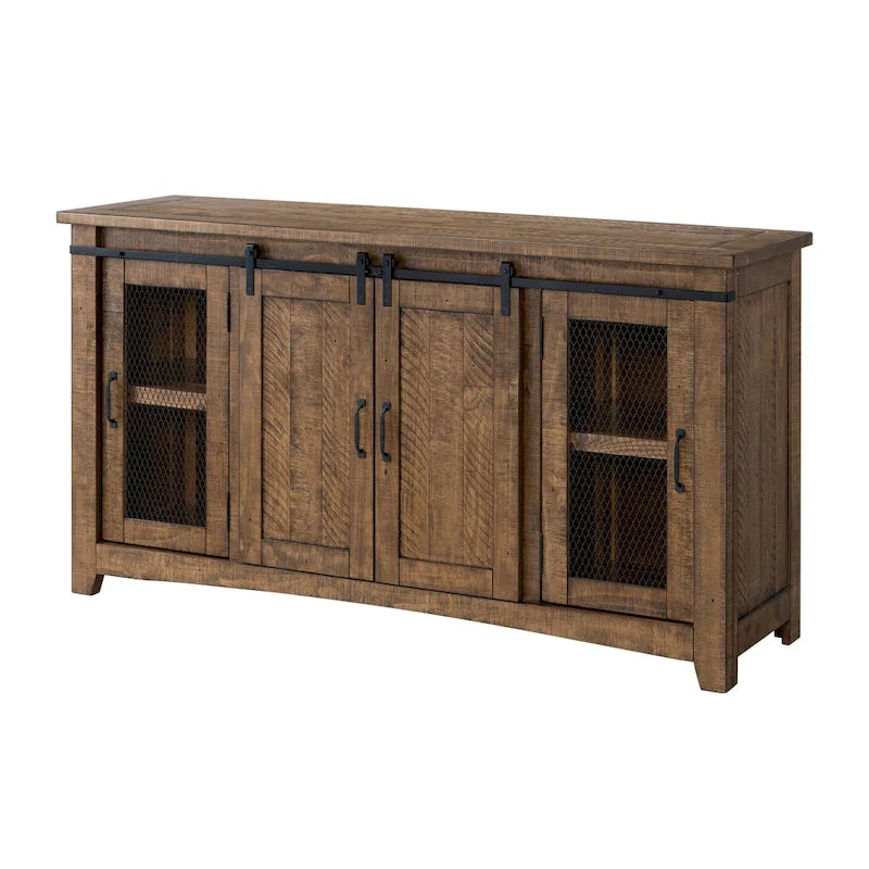Rustic Farmhouse 65-Inch Wide Solid Wood TV Stand