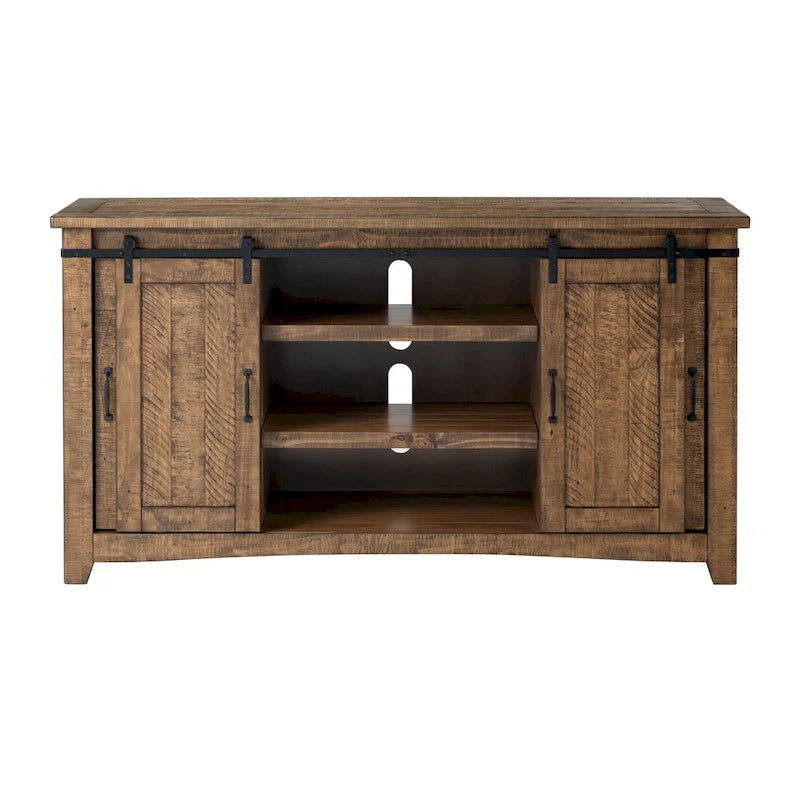 Rustic Farmhouse 65-Inch Wide Solid Wood TV Stand