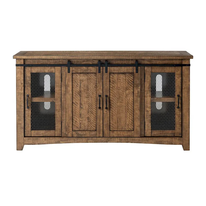 Rustic Farmhouse 65-Inch Wide Solid Wood TV Stand