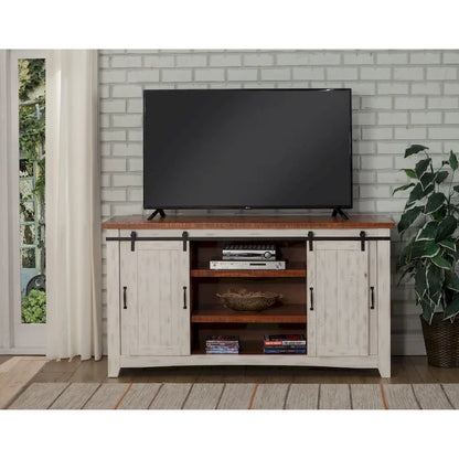 Rustic Farmhouse 65-Inch Wide Solid Wood TV Stand