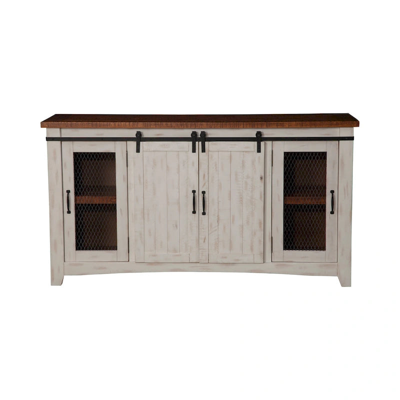 Rustic Farmhouse 65-Inch Wide Solid Wood TV Stand