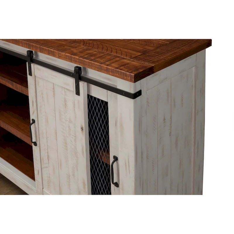 Rustic Farmhouse 65-Inch Wide Solid Wood TV Stand