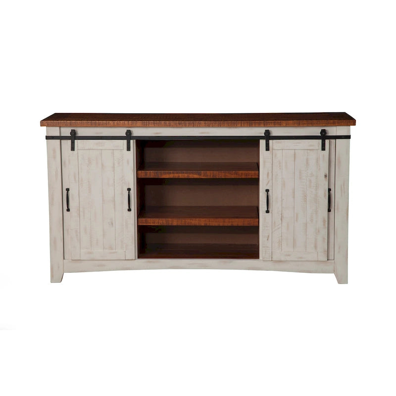 Rustic Farmhouse 65-Inch Wide Solid Wood TV Stand
