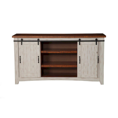Rustic Farmhouse 65-Inch Wide Solid Wood TV Stand