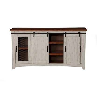 Rustic Farmhouse 65-Inch Wide Solid Wood TV Stand