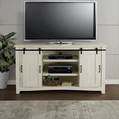 Rustic Farmhouse 65-Inch Wide Solid Wood TV Stand
