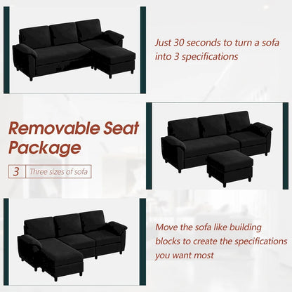 Futzca 79 Convertible Sectional Sofa Couch, 3 Seat L Shaped