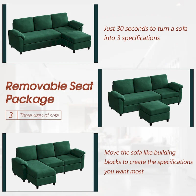 Futzca 79 Convertible Sectional Sofa Couch, 3 Seat L Shaped