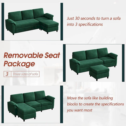 Futzca 79 Convertible Sectional Sofa Couch, 3 Seat L Shaped