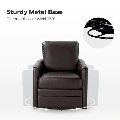 Terrance Transitional Swivel Faux Leather Barrel Chair with Metal Base Set of 2