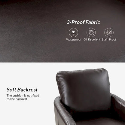 Terrance Transitional Swivel Faux Leather Barrel Chair with Metal Base Set of 2