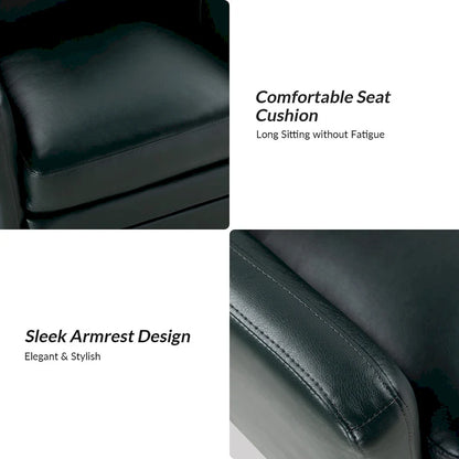 Terrance Transitional Swivel Faux Leather Barrel Chair with Metal Base Set of 2