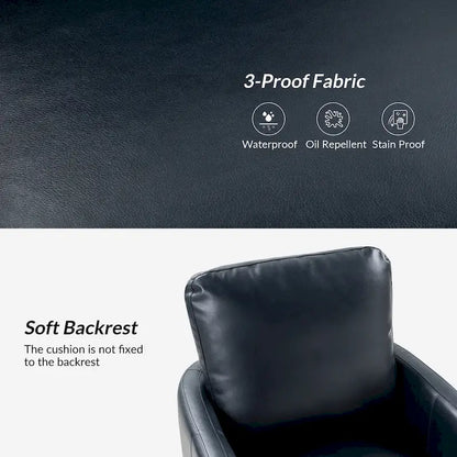 Terrance Transitional Swivel Faux Leather Barrel Chair with Metal Base Set of 2