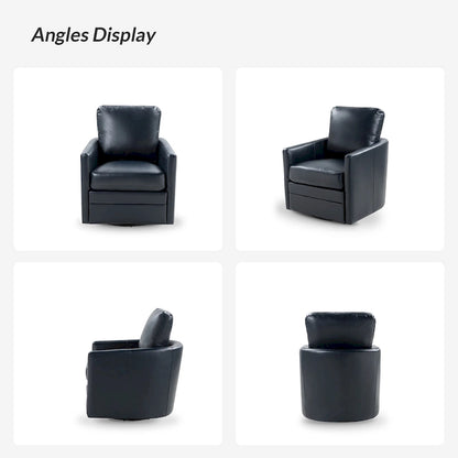 Terrance Transitional Swivel Faux Leather Barrel Chair with Metal Base Set of 2