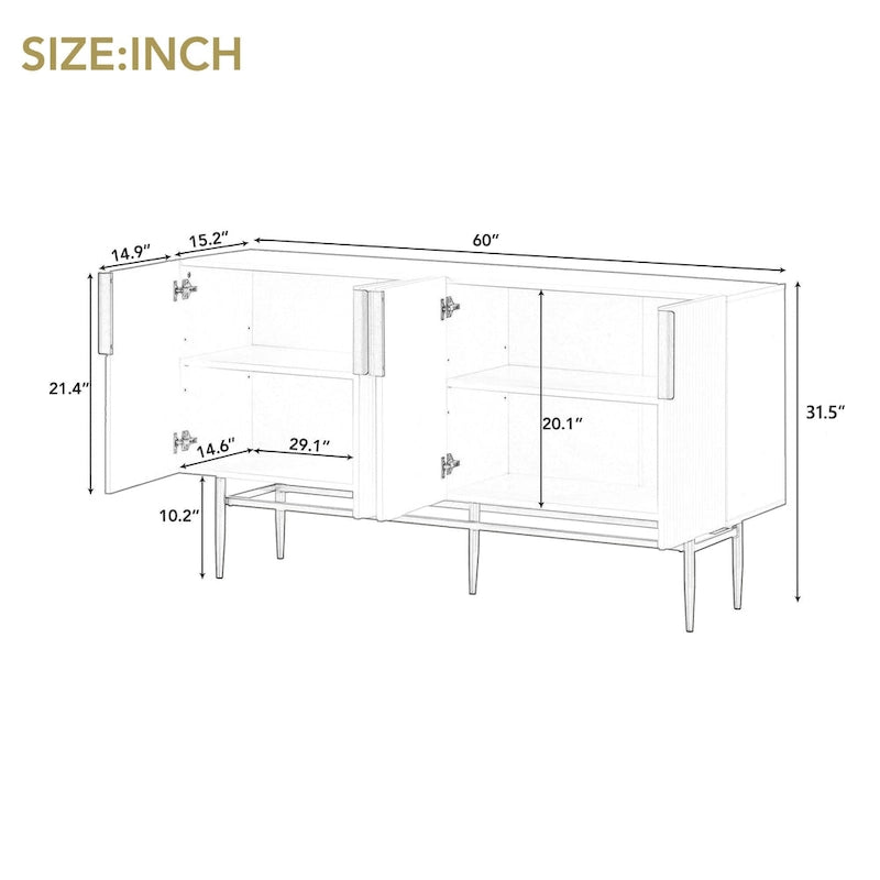 Modern 4-door Sideboard Buffet Cabinet for Dining Room, Living Room, Bedroom, Hallway