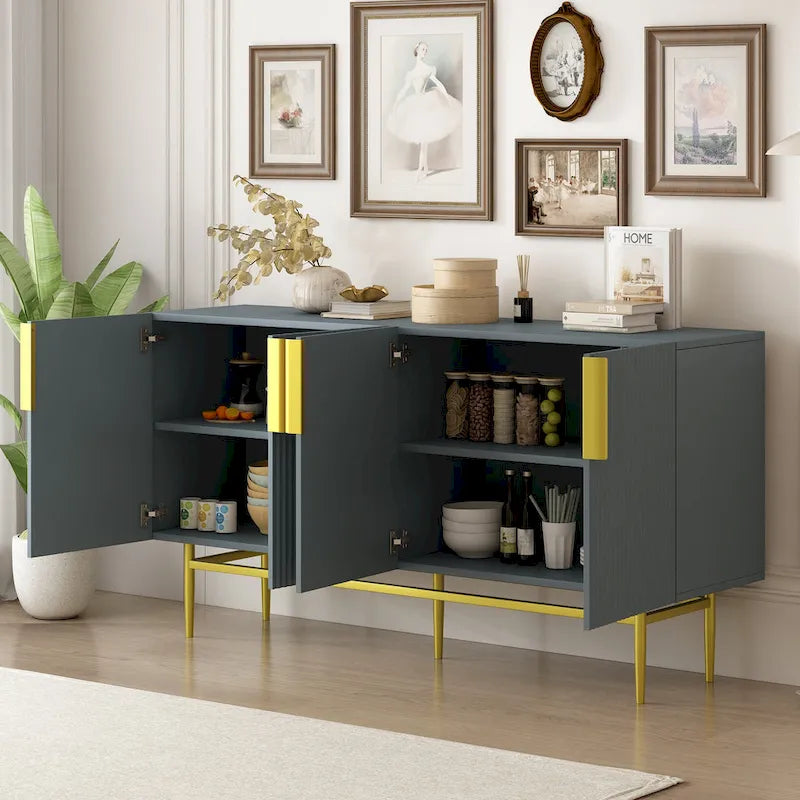 Modern 4-door Sideboard Buffet Cabinet for Dining Room, Living Room, Bedroom, Hallway