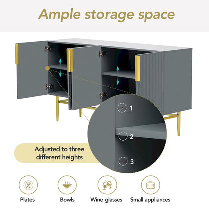 Modern 4-door Sideboard Buffet Cabinet for Dining Room, Living Room, Bedroom, Hallway