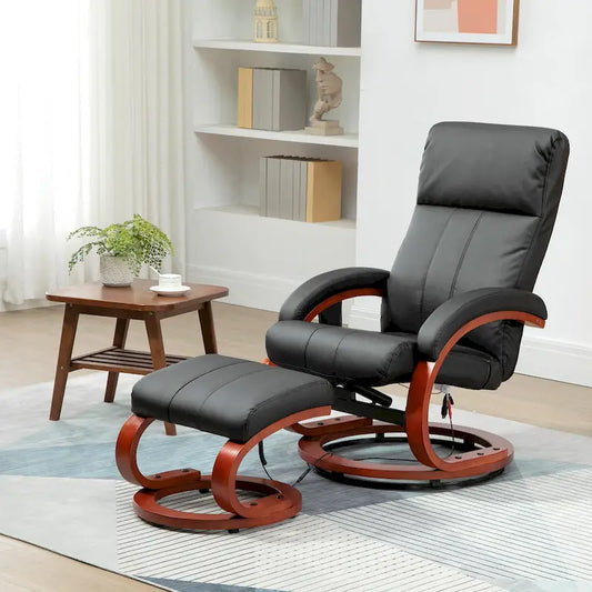 HOMCOM Recliner Chair with Ottoman, Electric Faux Leather Recliner
