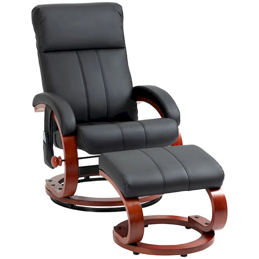 HOMCOM Recliner Chair with Ottoman, Electric Faux Leather Recliner