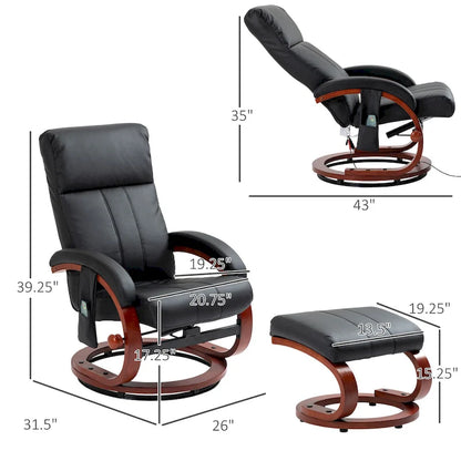 HOMCOM Recliner Chair with Ottoman, Electric Faux Leather Recliner