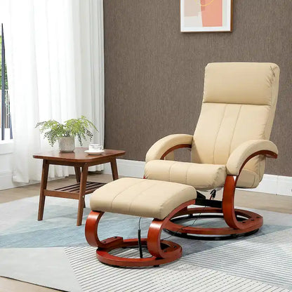 HOMCOM Recliner Chair with Ottoman, Electric Faux Leather Recliner