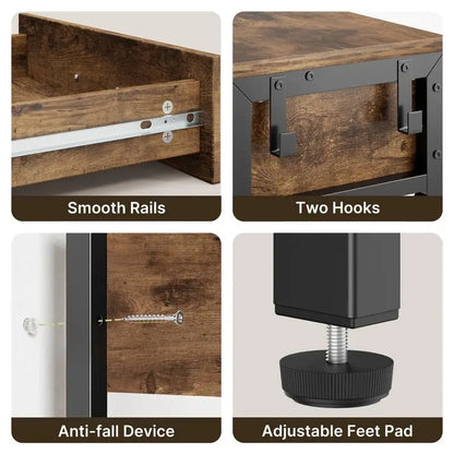 Multi-function Console Table with 2 Drawers, Entryway Sofa Table with 3 Tier Storage Shelves