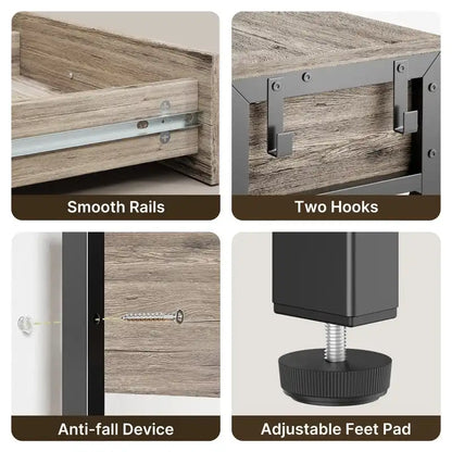 Multi-function Console Table with 2 Drawers, Entryway Sofa Table with 3 Tier Storage Shelves