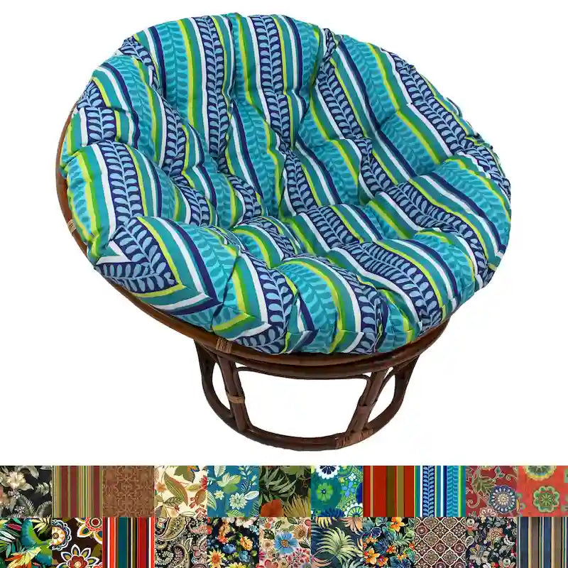 Bali 42-inch Papasan Chair with Patterned Polyester Cushion