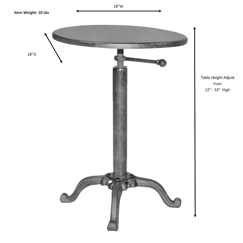 Carolina Living Colton Adjustable Vintage Table - Natural Driftwood Top - Aged Iron Base